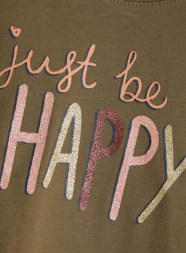 T-Shirt Name It Vix Just Be Happy Grün für Mädchen