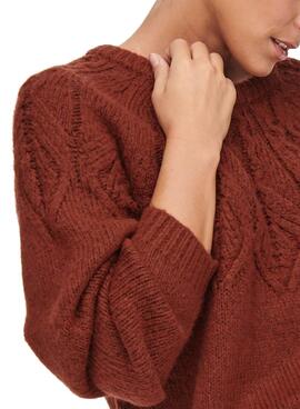 Pullover Only Be Knitted Marron Für Damen
