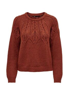 Pullover Only Be Knitted Marron Für Damen