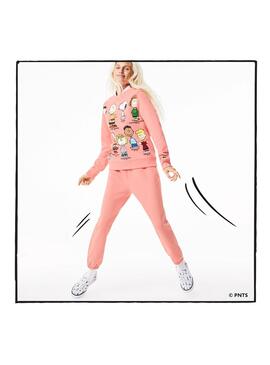 Sweatshirt Lacoste Elfe Peanuts Rosa Snoopy Damen