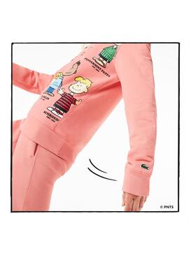 Sweatshirt Lacoste Elfe Peanuts Rosa Snoopy Damen