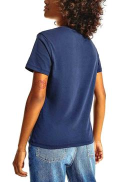 T-Shirt Tommy Jeans Slim Tiny Marineblau für Damen