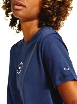 T-Shirt Tommy Jeans Slim Tiny Marineblau für Damen