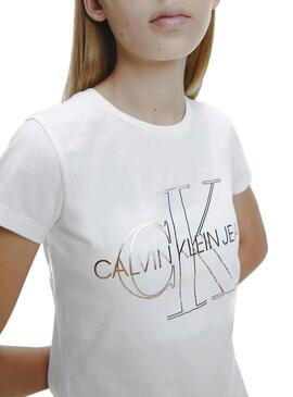 T-Shirt Calvin Klein Monogram Outline Weiss Mädchen