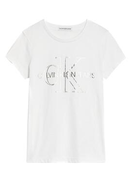 T-Shirt Calvin Klein Monogram Outline Weiss Mädchen