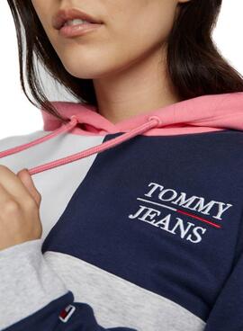 Sweatshirt Tommy Jeans Crop Colorblock Grau Damen