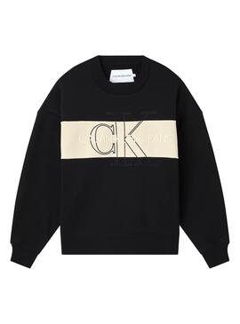 Sweatshirt Calvin Klein Blocking Schwarz für Damen