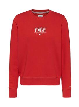 Sweatshirt Tommy Jeans Essential Logo Rot Damen