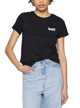 T-Shirt Levis The Perfect Reflective  Schwarz Damen
