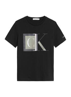 T-Shirt Calvin Klein Block Monogram Schwarz Junge