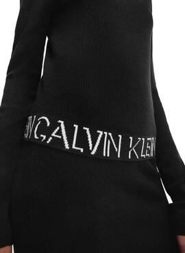 Pullover Calvin Klein Jeans Logo Slim Schwarz Damen