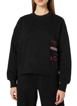 Sweatshirt Calvin Klein Multi Urban Schwarz für Damen