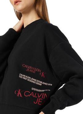 Sweatshirt Calvin Klein Multi Urban Schwarz für Damen