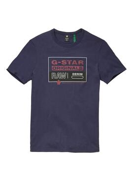 T-Shirt G-Star Color Block Originals Blau Herren