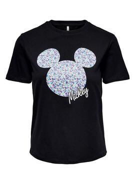 T-Shirt Only Disney Blumen Mickey Schwarz Damen