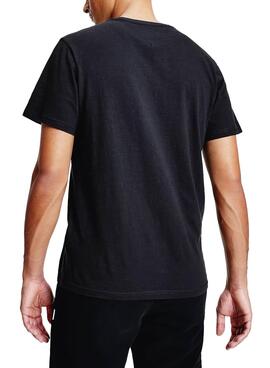 T-Shirt Tommy Jeans Winziges Lineares Logo Schwarz Herren