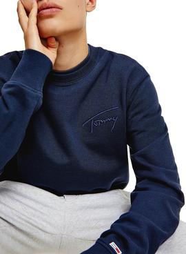 Sweatshirt Tommy Jeans Signatur Marineblau für Herren