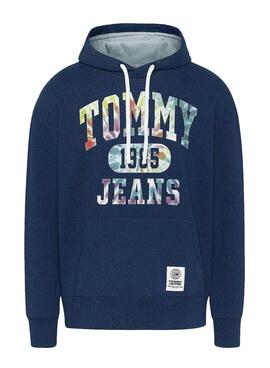 Sweatshirt Tommy Jeans College Tie Dye Blau Herren
