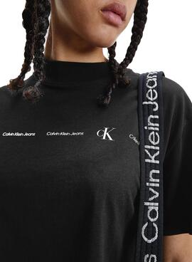 T-Shirt Calvin Klein Jeans Repeat Schwarz Damen