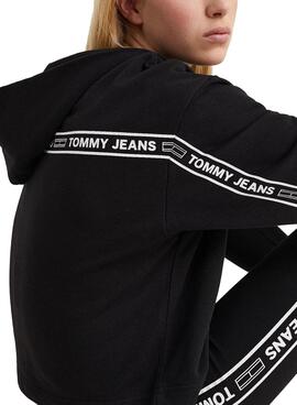 Sweatshirt Tommy Jeans Bxy Crop Taping Schwarz Damen