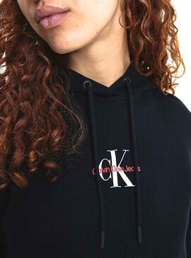 Sweatshirt Calvin Klein Monogram Logo Schwarz Damen