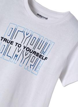 T-Shirt Mayoral True To Yourself Weiss für Junge