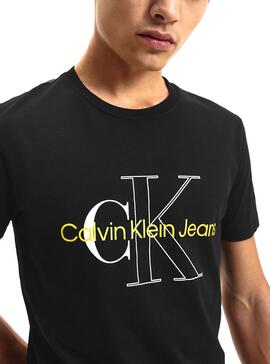 T-Shirt Calvin Klein Two Tone Monogram Schwarz