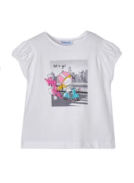 T-Shirt Mayoral Moto Weiss für Mädchen