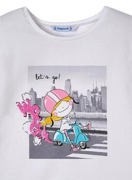 T-Shirt Mayoral Moto Weiss für Mädchen