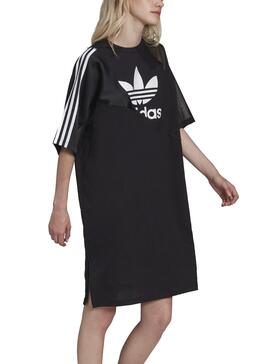 Kleid Adidas Split Trefoil Schwarz für Damen