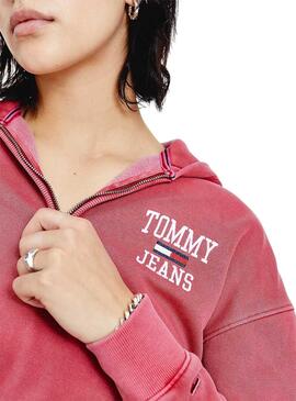 Sweatshirt Tommy Jeans Crop College Logo Rosa Damen