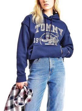 Sweatshirt Tommy Jeans College Tiger Marineblau Damen