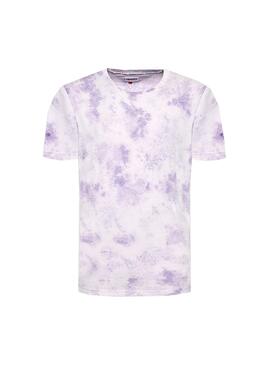 T-Shirt Tommy Jeans Cloudy Wash Violett Herren