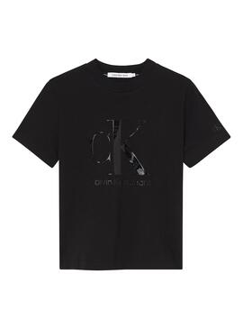 T-Shirt Calvin Klein Gel Monogram Schwarz Damen