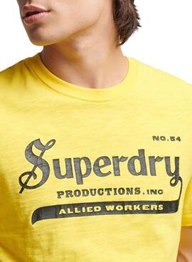 T-Shirt Superdry Vintage Merch Amarilla Herren