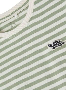 T-Shirt Name It Fai Stripes Tortuga Grün für Junge