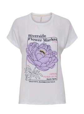 T-Shirt Only Flora Market Weiss für Damen