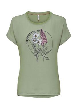 T-Shirt Only Flora Market Grün für Damen