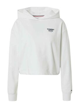 Sweatshirt Tommy Jeans Bxy Crop Taping Weiss Damen
