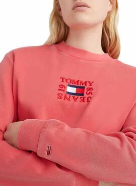 Sweatshirt Tommy Jeans Crop Zeitloses Rosa Für Damen