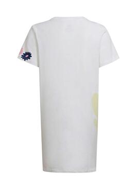 T-Shirt Kleid Adidas Rosa Blume Weiss Mädchen