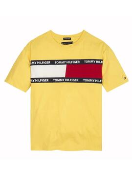 T-Shirt Tommy Hilfiger U-Flag Gelb Junge Mädchen