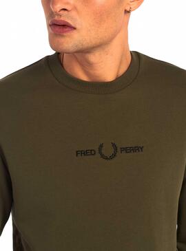 Sweatshirt Fred Perry Bordada Grün Für Herren