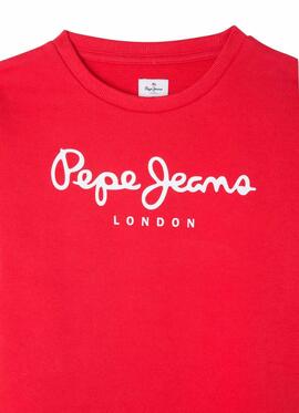 Sweatshirt Pepe Jeans Rose Logo Rot Für Mädchen