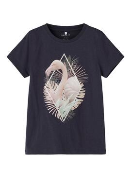 T-Shirt Name It Hilea Flamenco Marineblau für Mädchen