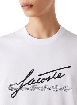 T-Shirt Lacoste Firma Weiss für Herren