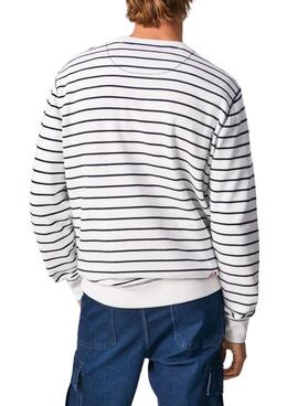 Sweatshirt Pepe Jeans Darrel Streifen Weiss Herren