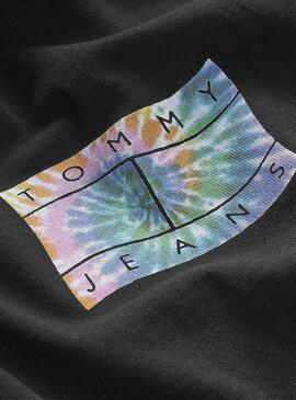T-Shirt Tommy Jeans Flag Tie Dye Schwarz Herren