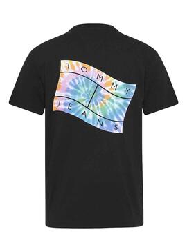 T-Shirt Tommy Jeans Flag Tie Dye Schwarz Herren