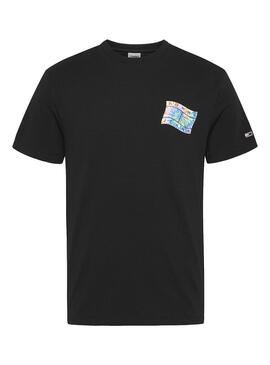 T-Shirt Tommy Jeans Flag Tie Dye Schwarz Herren